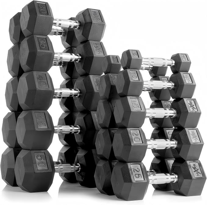 Hex Dumbbell Set - أثقال سداسية الشكل مغطاة بالمطاط عالي