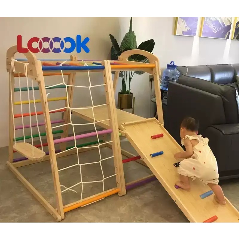 مجموعة تسلق خشبية متعددة الوظا - مراجعة Home Gym For Toddlers وسعره