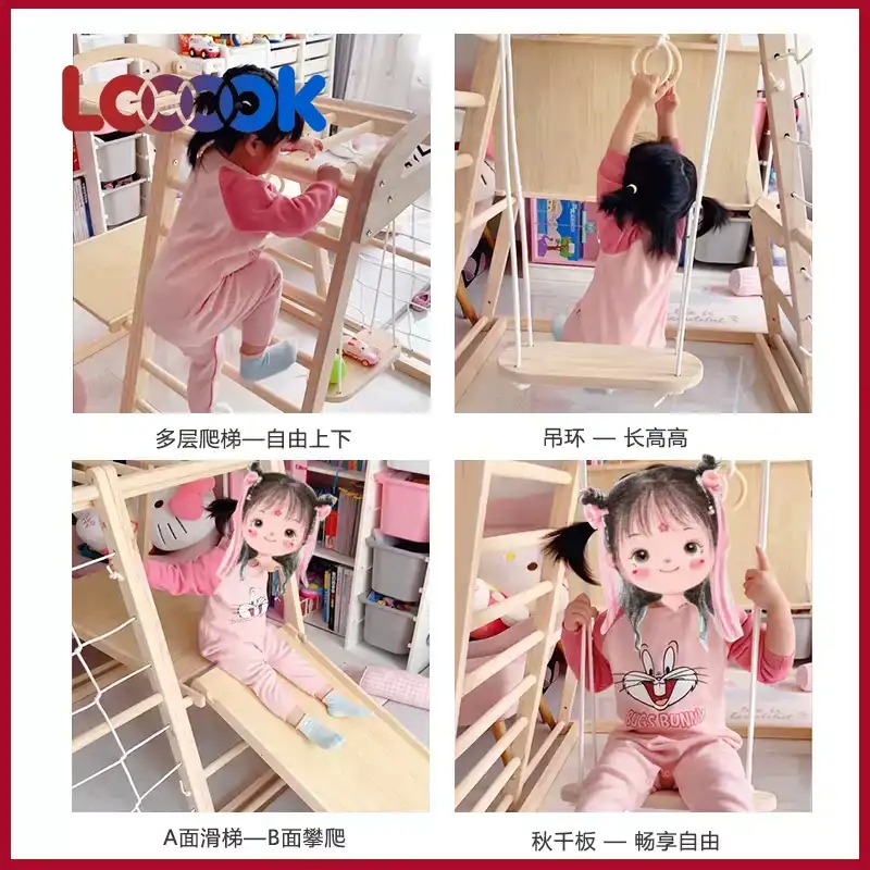 مجموعة تسلق خشبية متعددة الوظا - مراجعة Home Gym For Toddlers وسعره