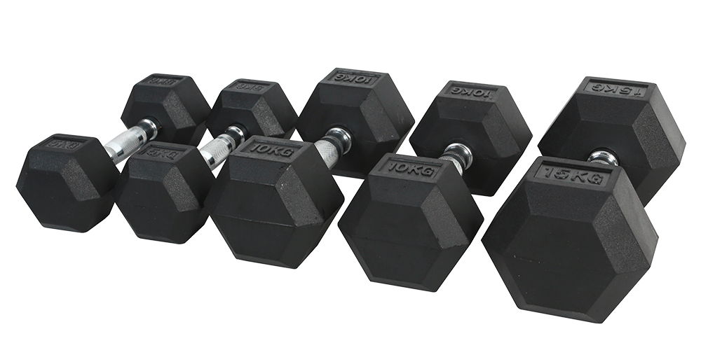 مجموعة دمبلز رياضية مطاطية سدا - مراجعة Hex Dumbbell Set وسعره