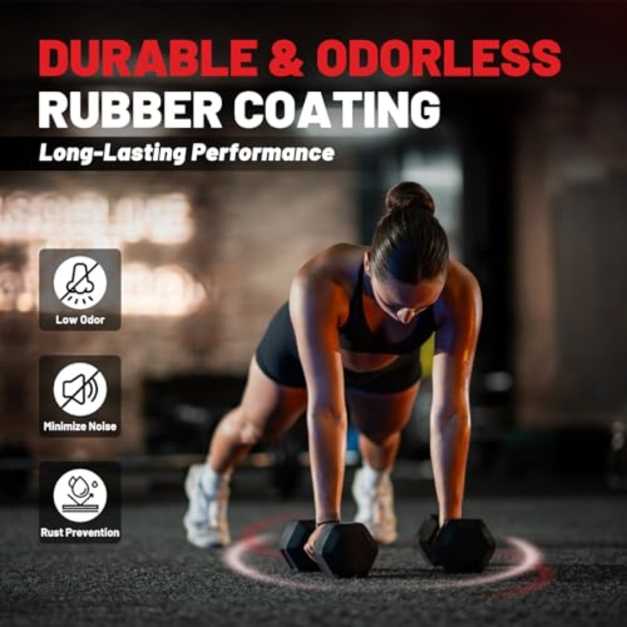 مجموعة دمبلز HEX مغطاة بالمطاط - مراجعة Hex Dumbbell Set وسعره